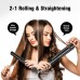 Hair Straightener and Curler 2 in 1, Professional Curling Iron, Titanium Flat Iron for Hair, Instant Heat Crimper Hair Iron with 5 Adjustable Temperatures, Curling Wand for for All Hair Types