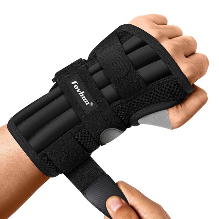 Fovbun Carpal Tunnel Wrist Brace Night Support, [Upgraded 3 Adjustable Straps] Wrist Support Splint with 4 Stays for Men Women, Hand Brace Relieve Wrist Pain for Tendonitis Arthritis Sprains Injuries